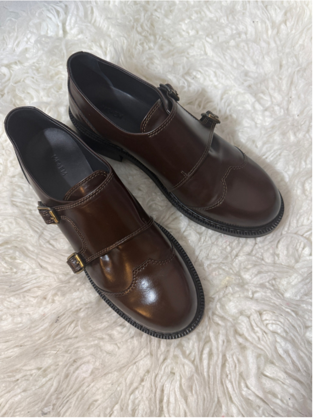 ME+EM double buckle strap dark brown leather size women’s 10 - Picture 4 of 11